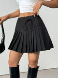 Adjustable Pleated Mini Skirt Front Tie Detail - Southern Shores Clothing