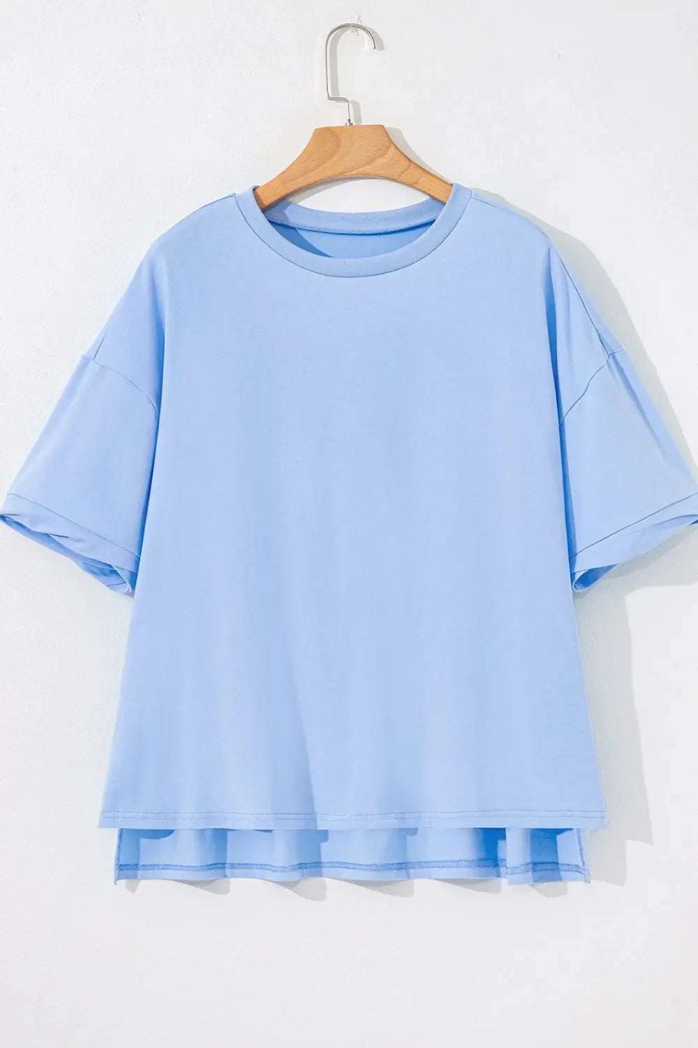 Slightly Stretchy Loose Half Sleeve Hi Low Hem Tee - Southern Shores Clothing