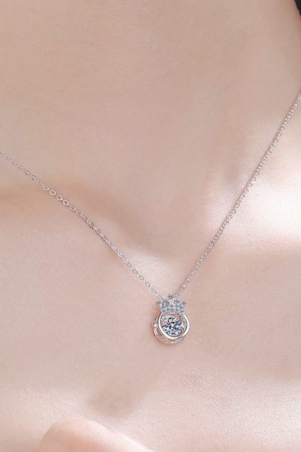 Rhodium-Plated Moissanite Necklace Sterling Silver - Southern Shores Clothing