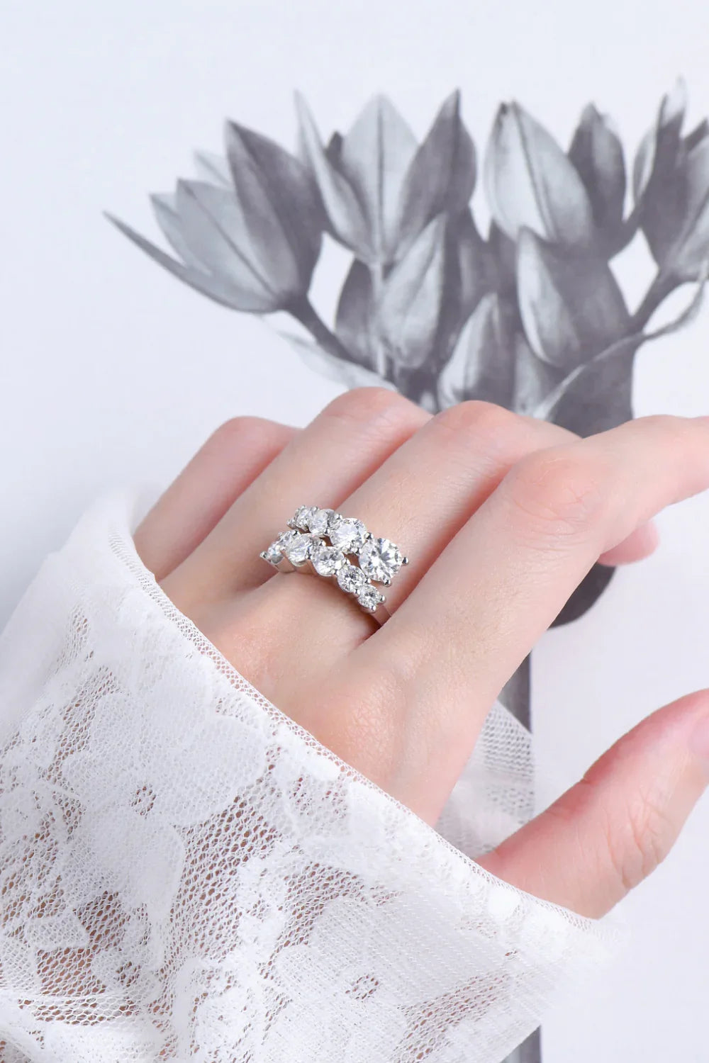 Moissanite Sterling Silver Ring, Minimalist Coastal Design - Southern Shores Clothing