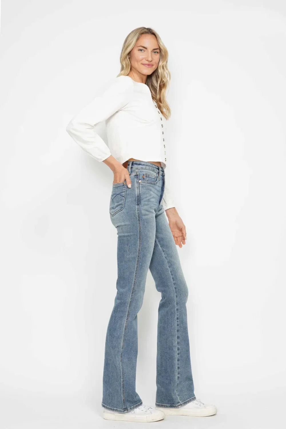 Plus Size Bootcut Denim Jeans With Tummy Control - Southern Shores Clothing