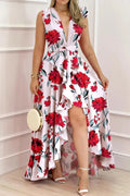 Coastal Ruffled Plunge Sleeveless Maxi Dress - Southern Shores Clothing