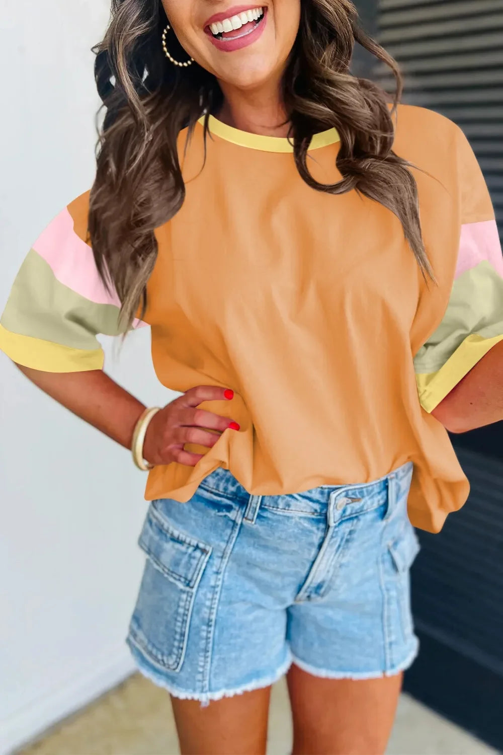 Lovelet Color Block Round Neck Half Sleeve T-Shirt - Southern Shores Clothing