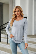 Solid Pattern Round Neck Long Sleeve Stretch Tee - Southern Shores Clothing
