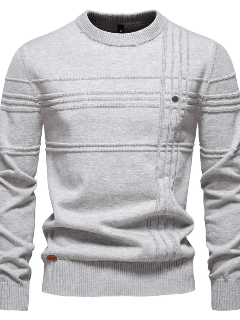 Classic Fine Knit Round Neck Striped Sweater
