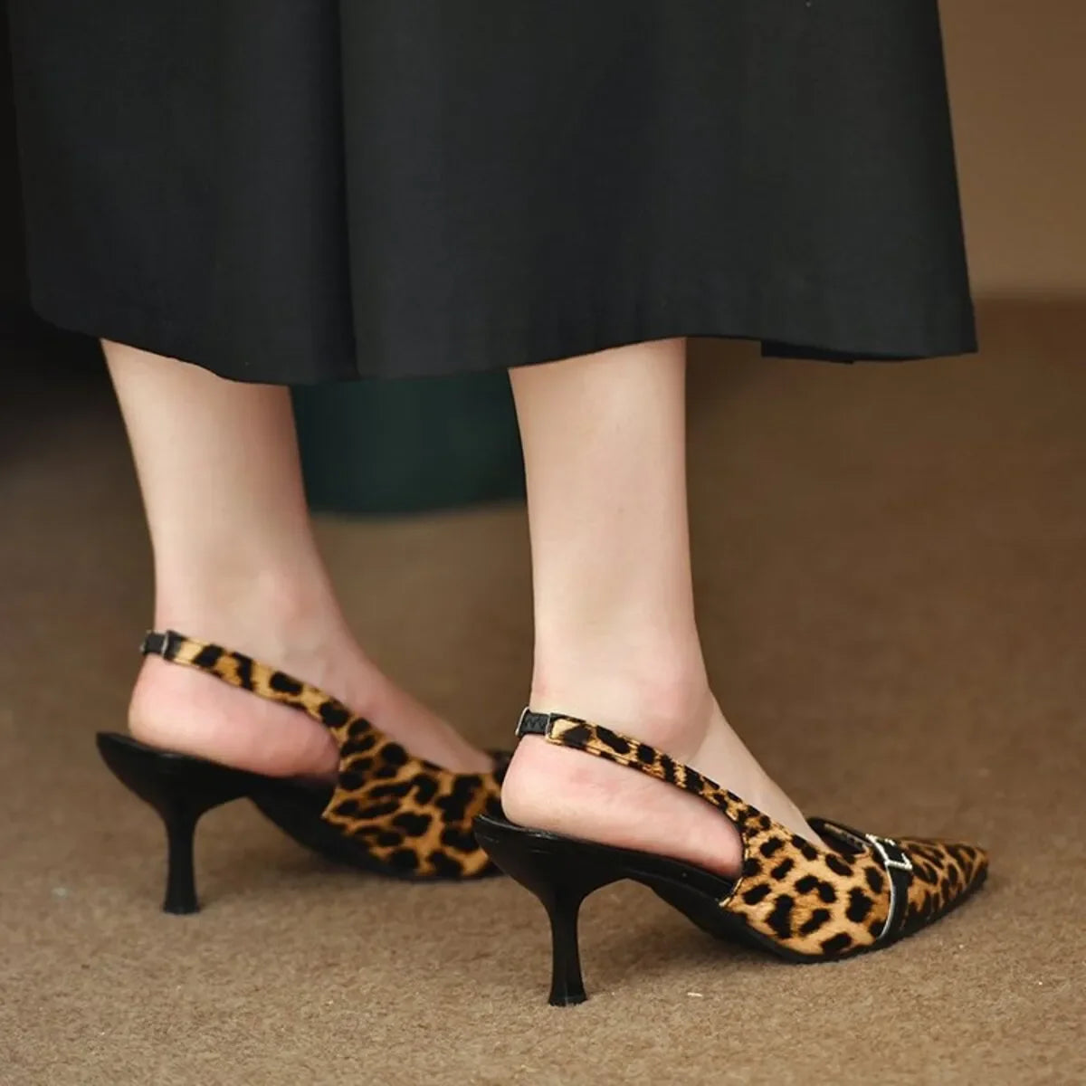 Elegant Pointed Toe Slingback Pumps Low Heel
