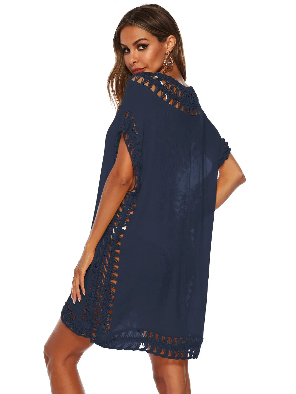 Bohemian Crochet Trim Beach Cover-Up One Size - Southern Shores Clothing