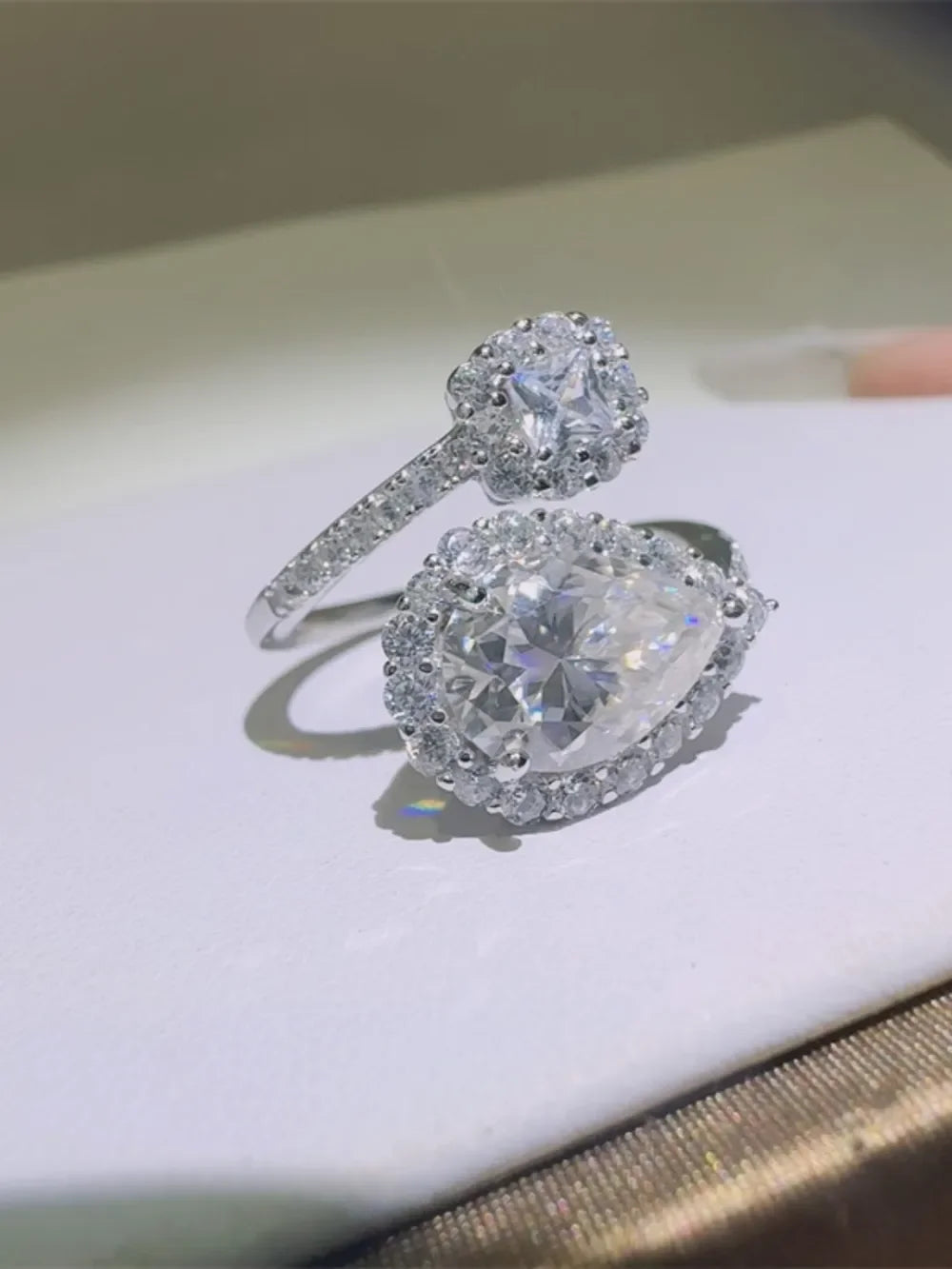 2 Carat Moissanite Sterling Silver Bypass Ring - Southern Shores Clothing