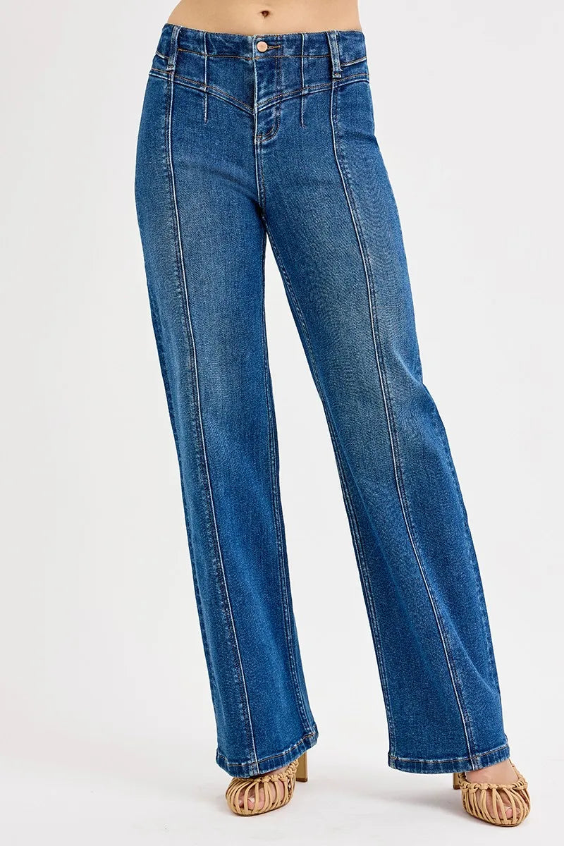 Southern Shoreline Risen Seam Detail Wide Leg Jeans
