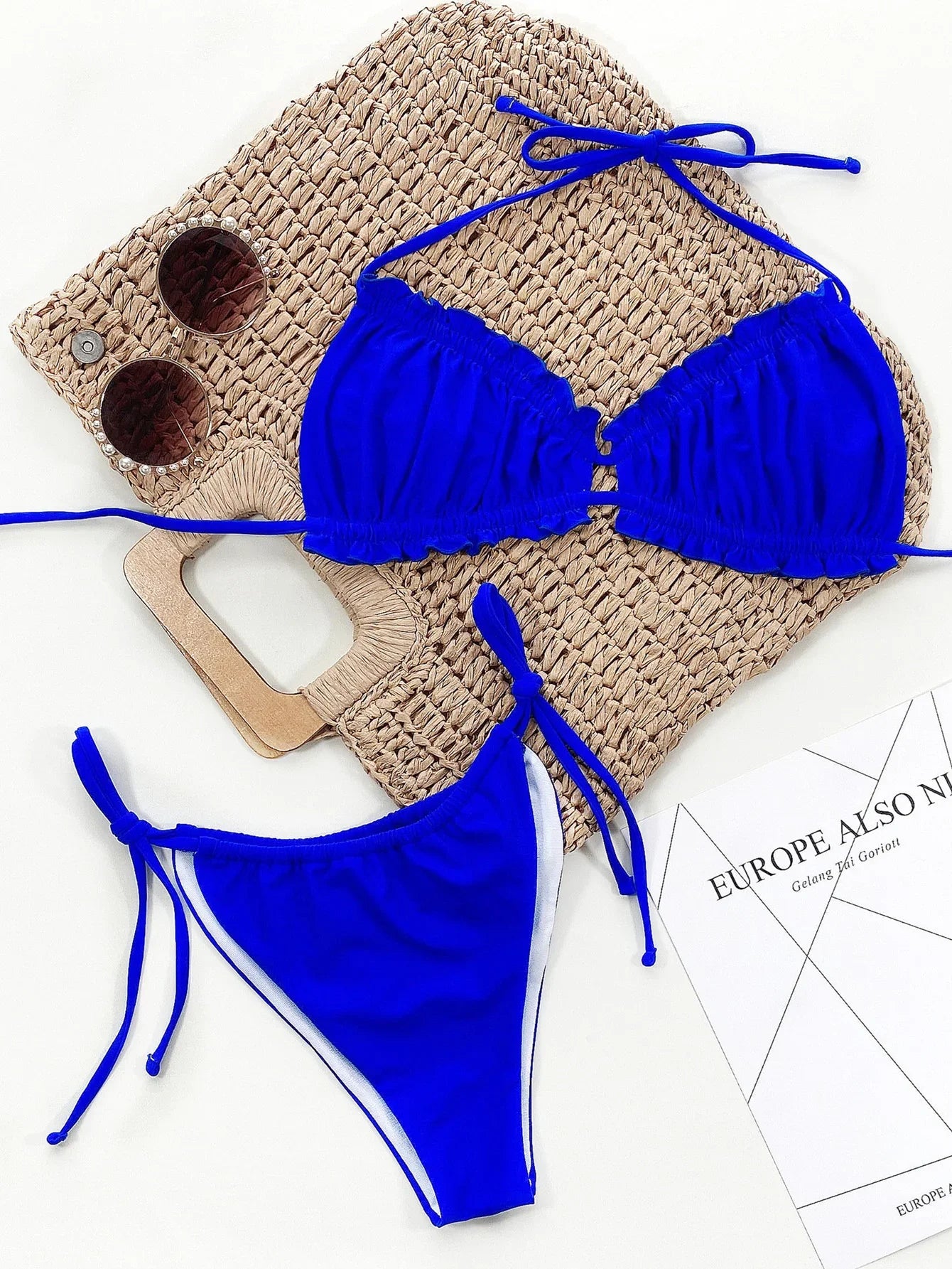 Frill Halter Neck Leopard Print Bikini Set - Southern Shores Clothing