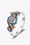 Moissanite Contrast Sterling Silver Ring With Halo - Southern Shores Clothing