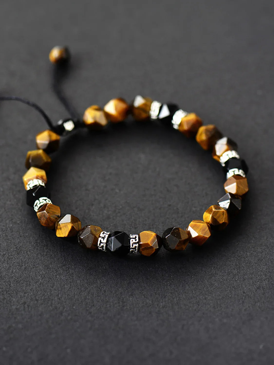 Natural Stone Agate Bracelet With Silver Greek Key Motif - Southern Shores Clothing