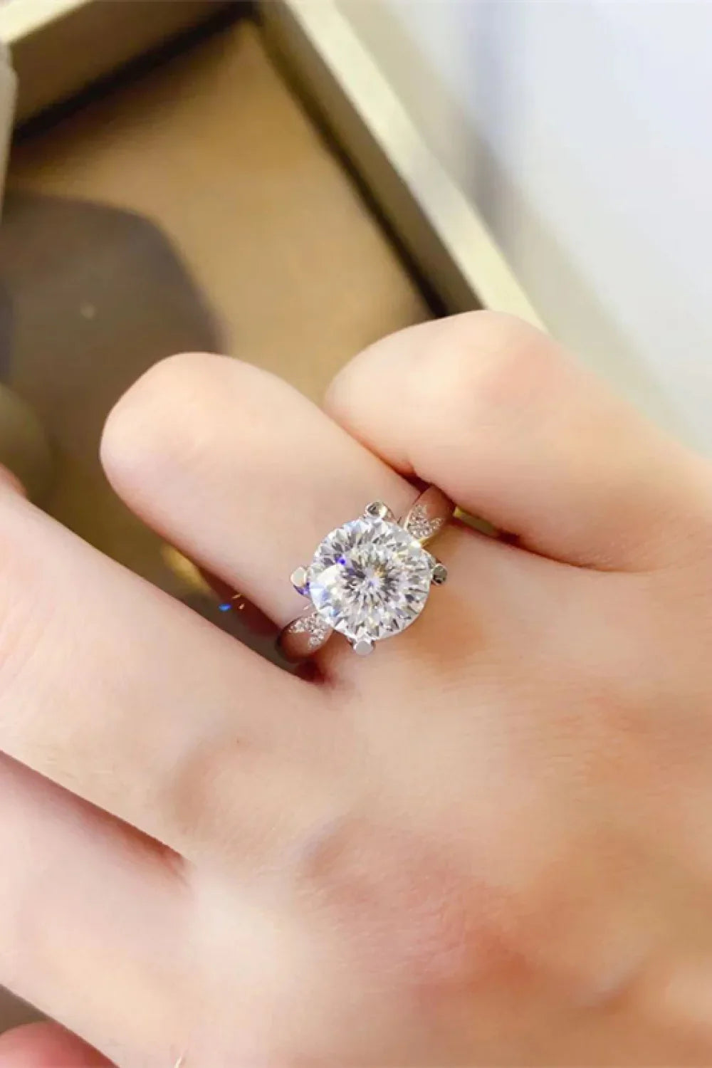 2 Carat Moissanite Platinum-Plated Sterling Silver Ring - Southern Shores Clothing