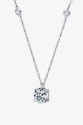 Moissanite Four-Prong Sterling Silver Necklace 18-Inch Chain - Southern Shores Clothing