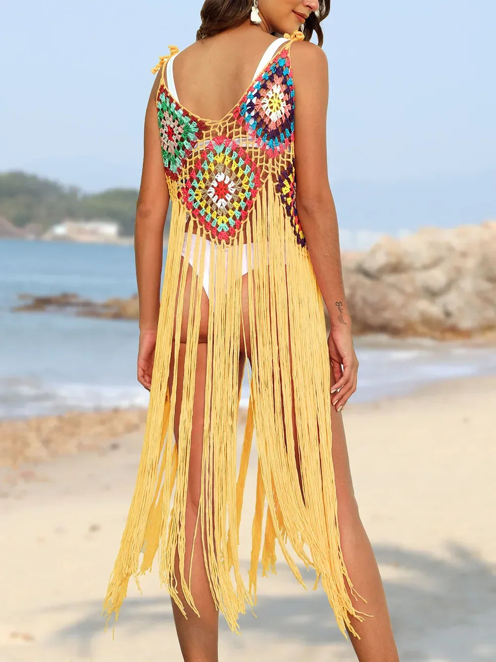 Fringe Spaghetti Strap Cover Up One Size