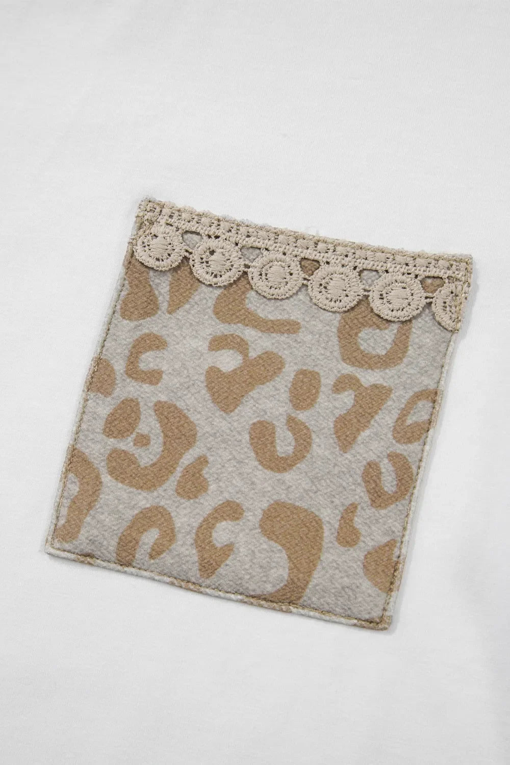 Leopard Patchwork Crochet Lace Trim Puff Sleeve T Shirt - Southern Shores Clothing