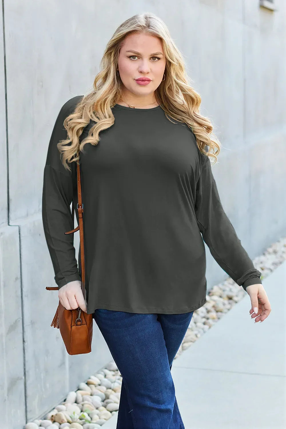 Round Neck T Shirt With Dropped Shoulder - Southern Shores Clothing