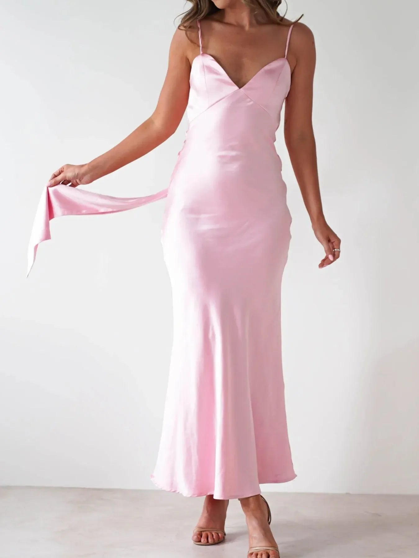 Satin Backless Cami Dress For Coastal Wear - Southern Shores Clothing