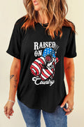 Raised On Country Graphic Round Neck Tee Polyester Blend - Southern Shores Clothing