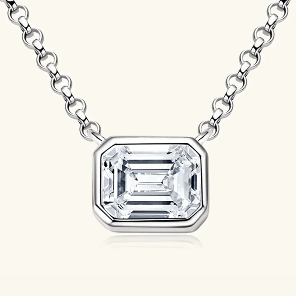 Moissanite Sterling Silver Pendant Necklace 1-Carat - Southern Shores Clothing