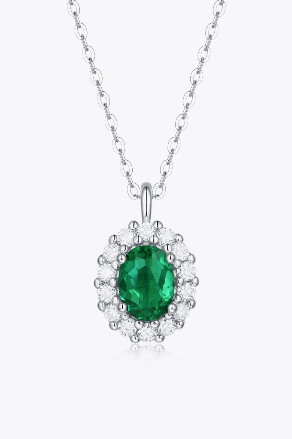 1.5 Carat Lab-Grown Emerald Necklace Sterling Silver - Southern Shores Clothing