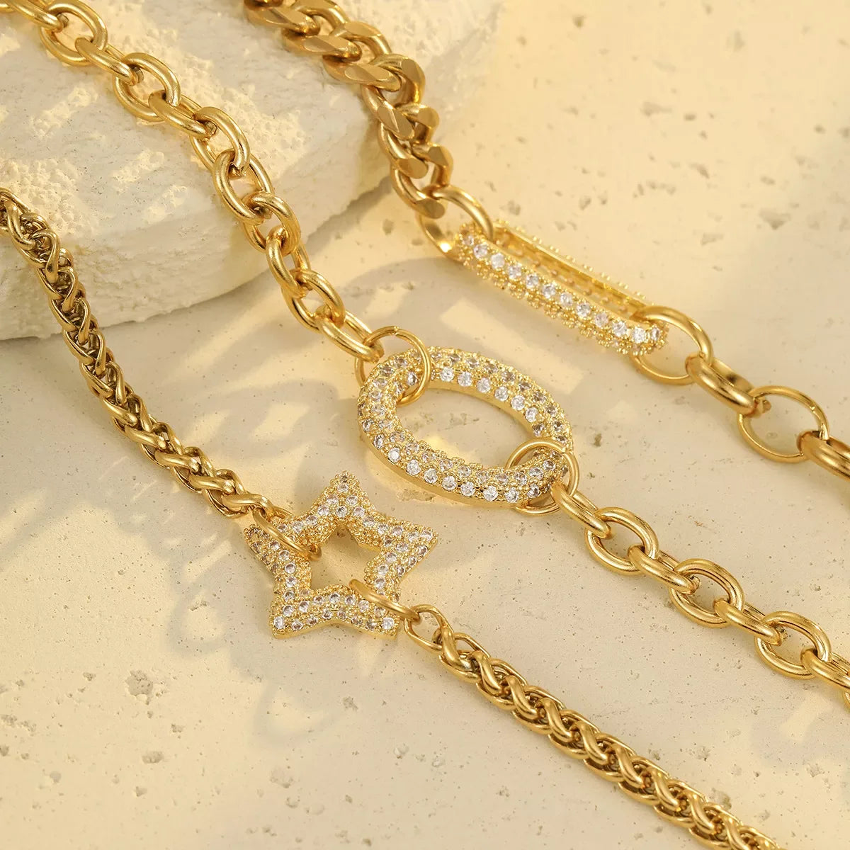 18K Gold-Plated Rhinestone Chain Bracelet Adjustable - Southern Shores Clothing