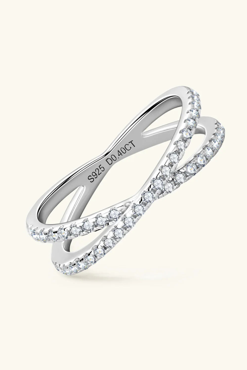 Moissanite Sterling Silver Crisscross Ring - Southern Shores Clothing