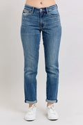 Mid Rise Skinny Cuff Plus Size Stretch Denim Jeans - Southern Shores Clothing