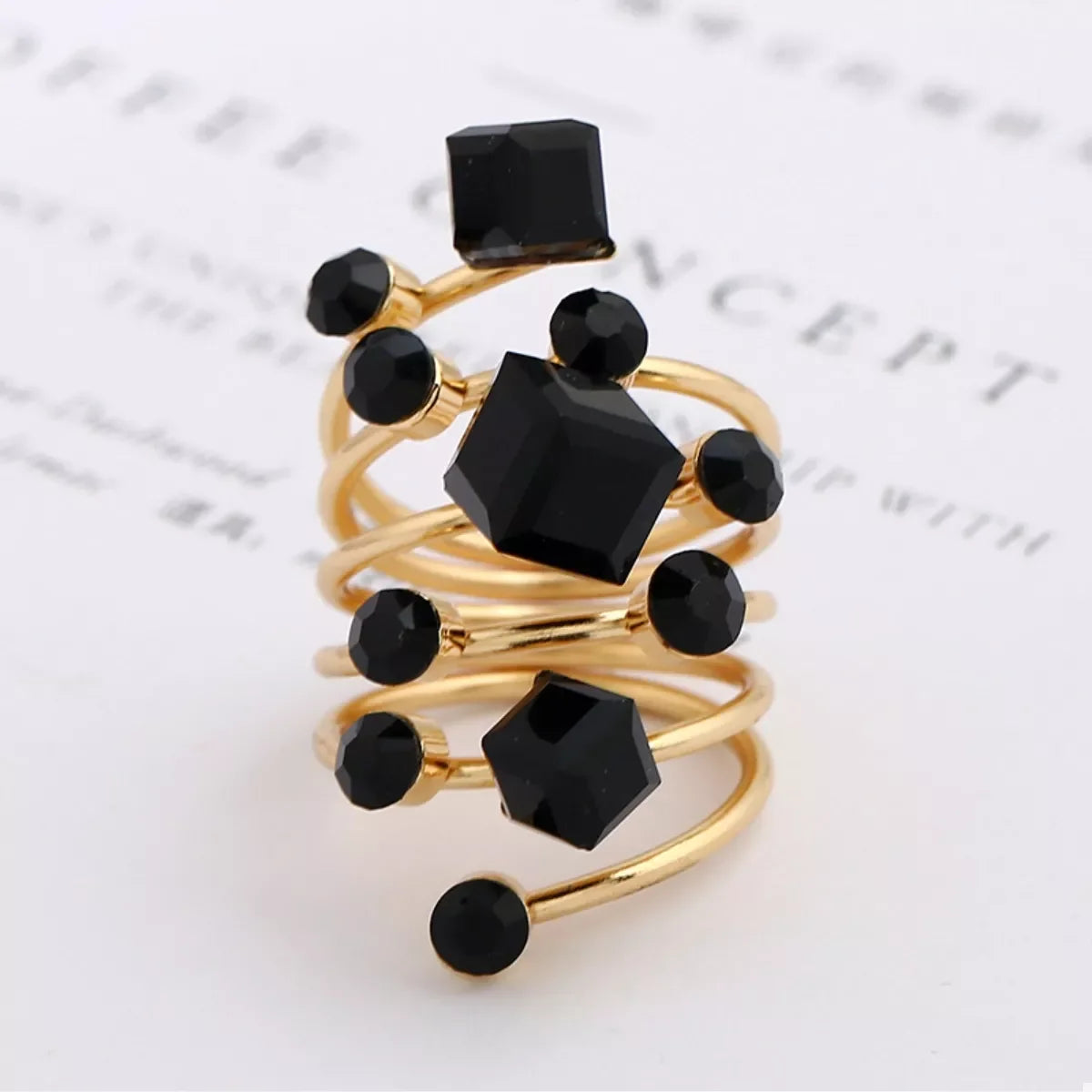 18K Gold-Plated Multi-Layer Crystal Ring - Southern Shores Clothing
