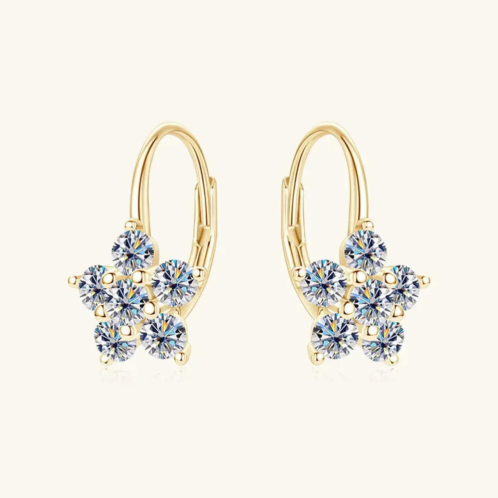 1.2 Ct Sterling Silver Moissanite Flower Huggie Earrings - Southern Shores Clothing