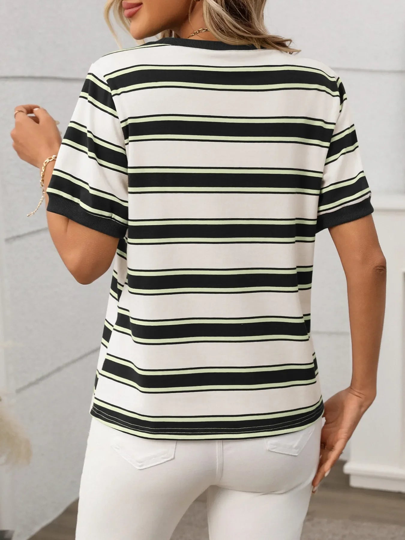Striped Short Sleeve Crew Neck T Shirt For Everyday Wear - Southern Shores Clothing