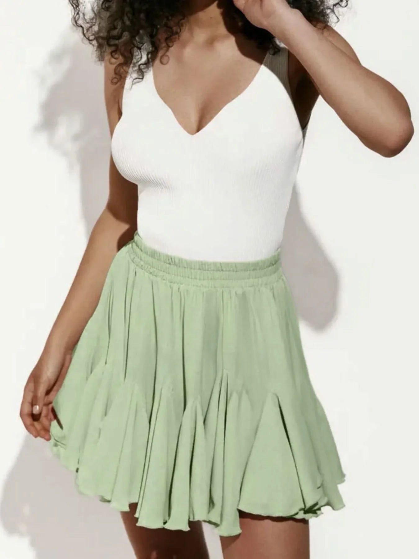 Elastic Waist Flowing Skirt With Ruffled Hem - Southern Shores Clothing