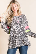 Leopard Thermal Top With Bold Block Detail - Southern Shores Clothing