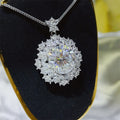 Moissanite Halo Platinum-Plated Sterling Silver Necklace