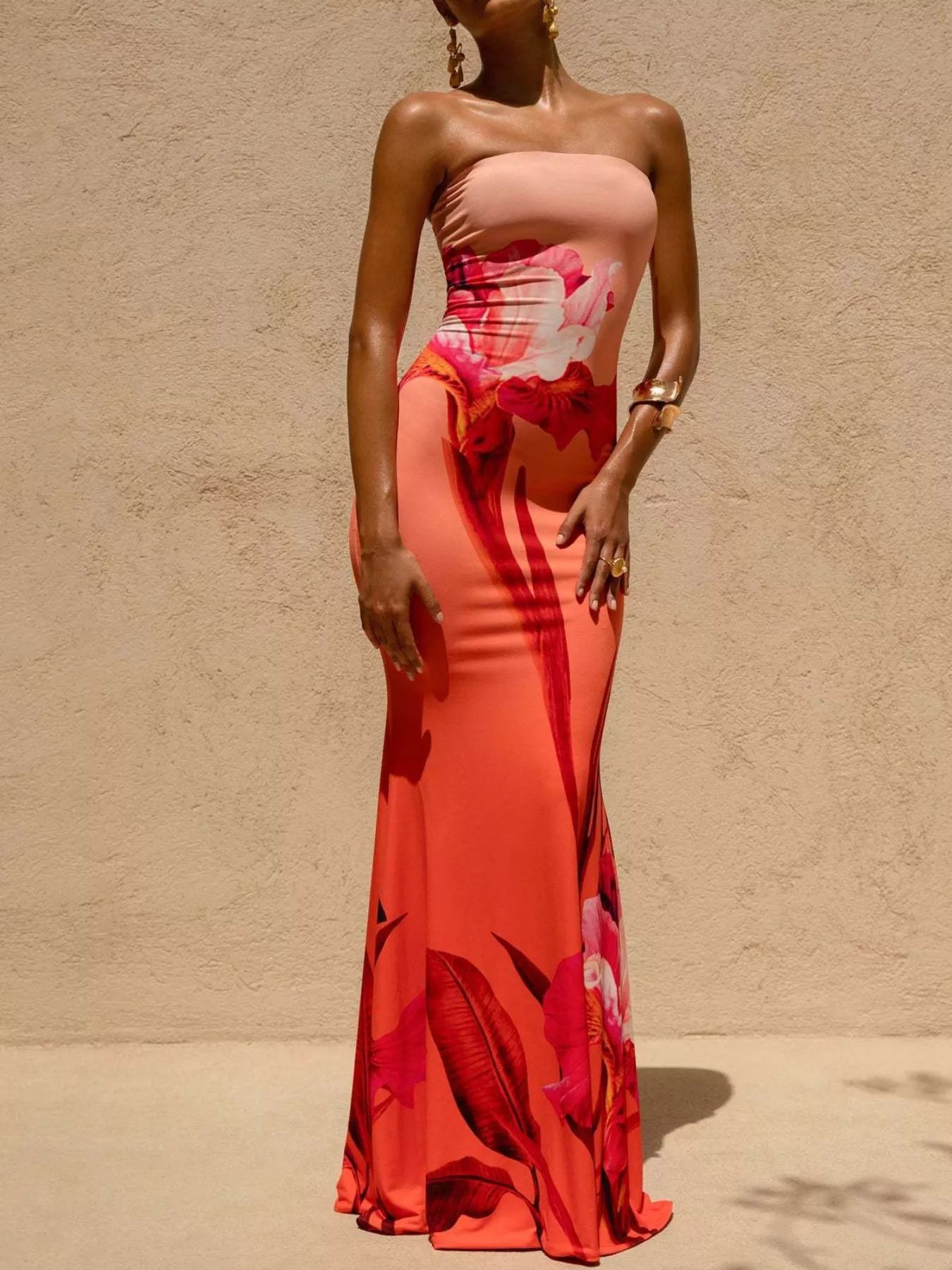 Tube Bodycon Maxi Dress With Split Silhouette