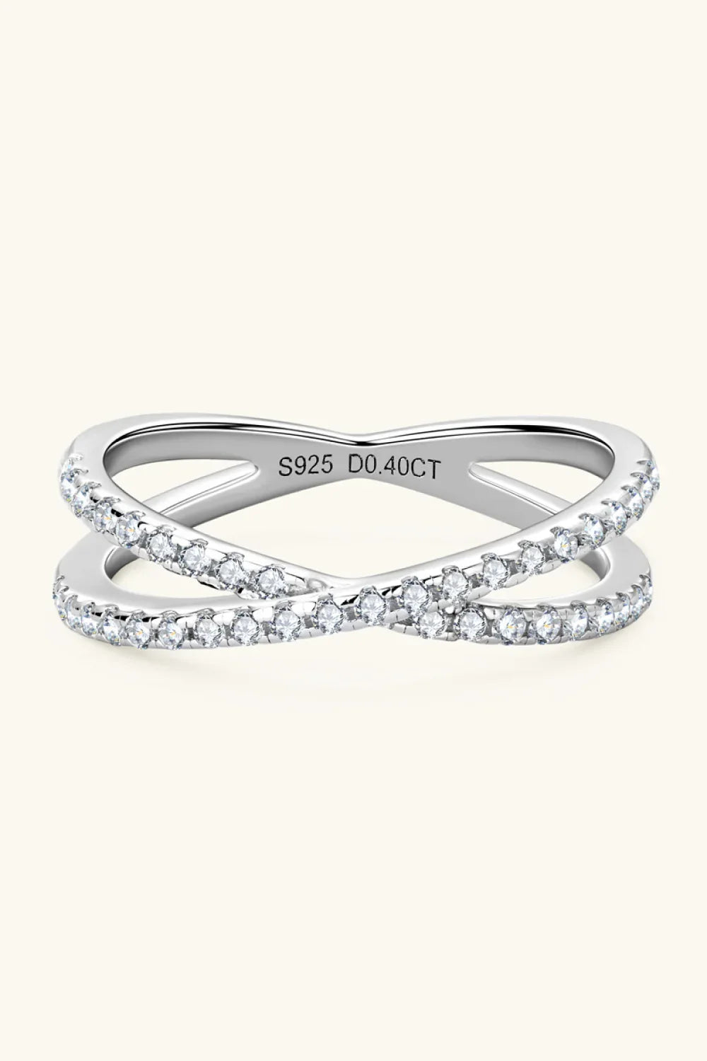 Moissanite Sterling Silver Crisscross Ring - Southern Shores Clothing