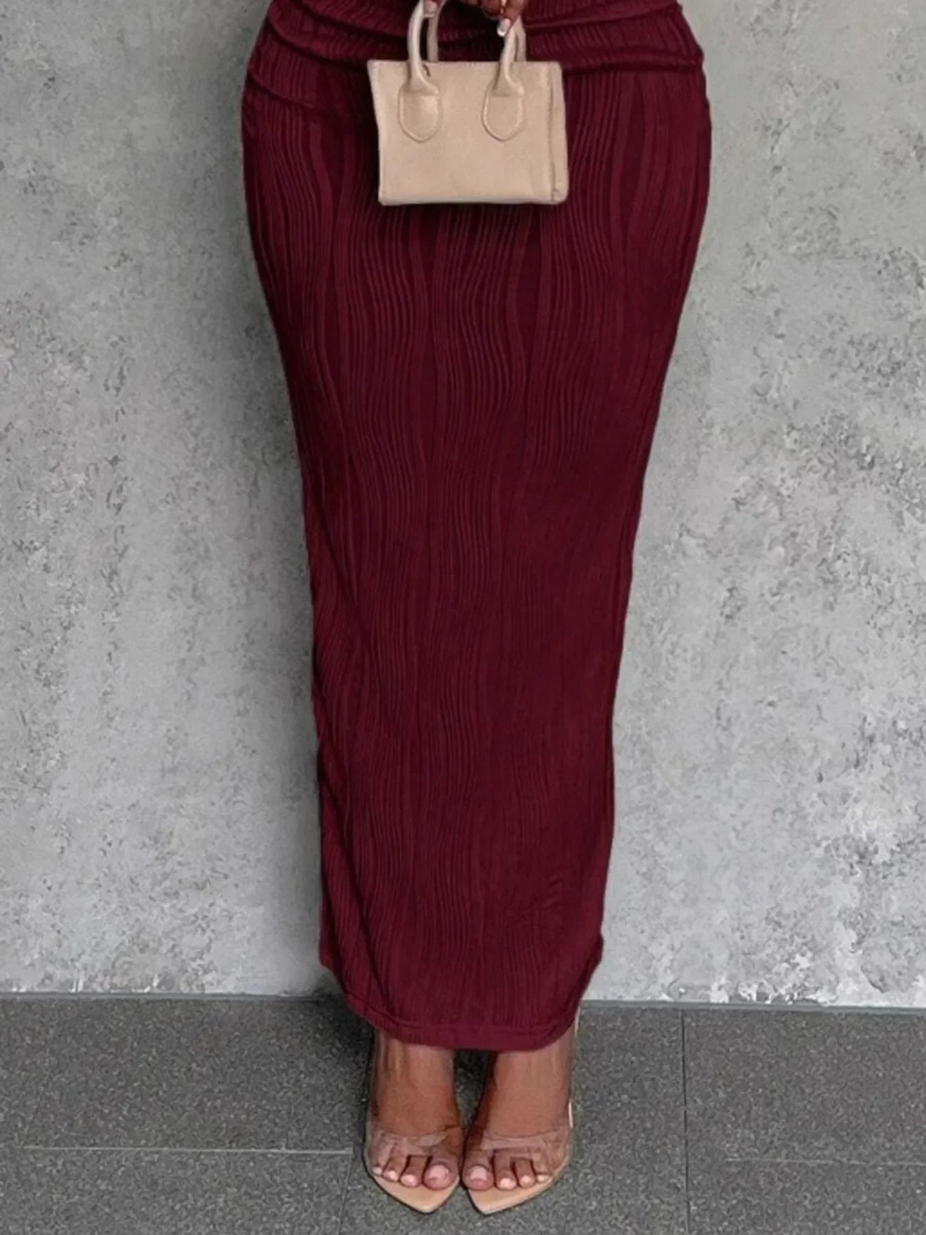 Textured Single Shoulder Bodycon Maxi Dress - Southern Shores Clothing