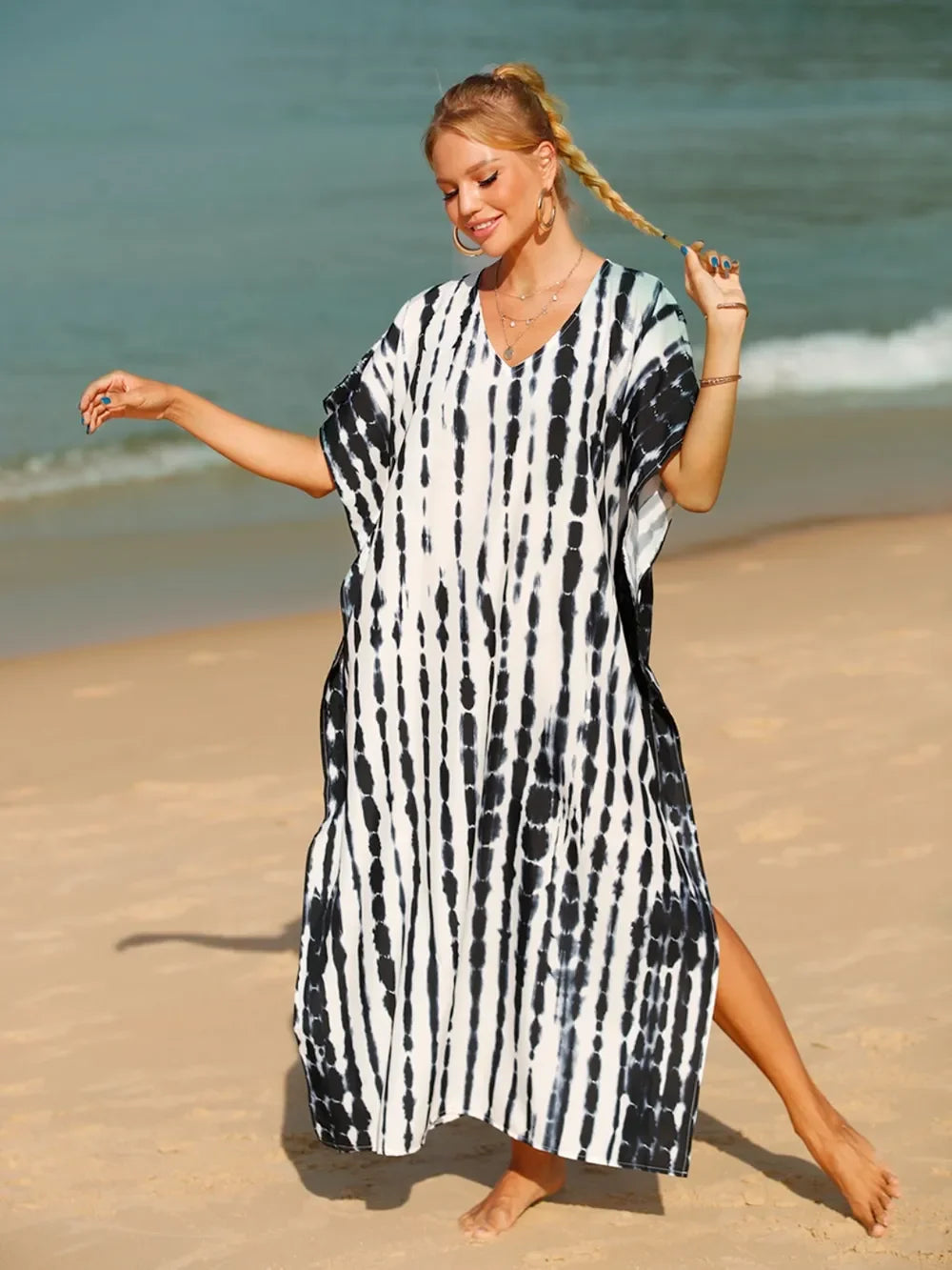 Tie-Dye V-Neck One Size Swim Cover-Up Beachwear - Southern Shores Clothing