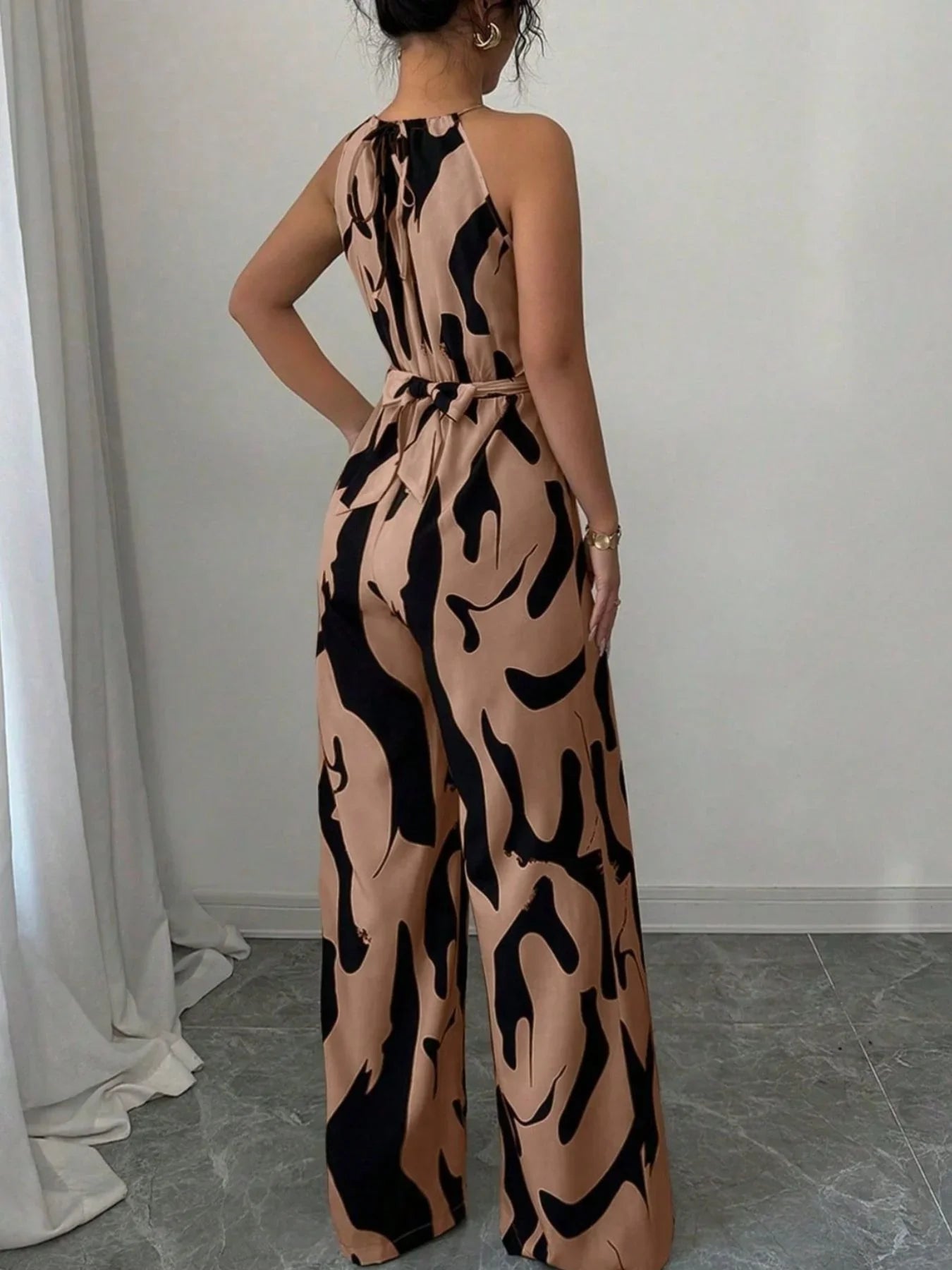 Abstract Print Sleeveless Wide Leg Jumpsuit - Southern Shores Clothing