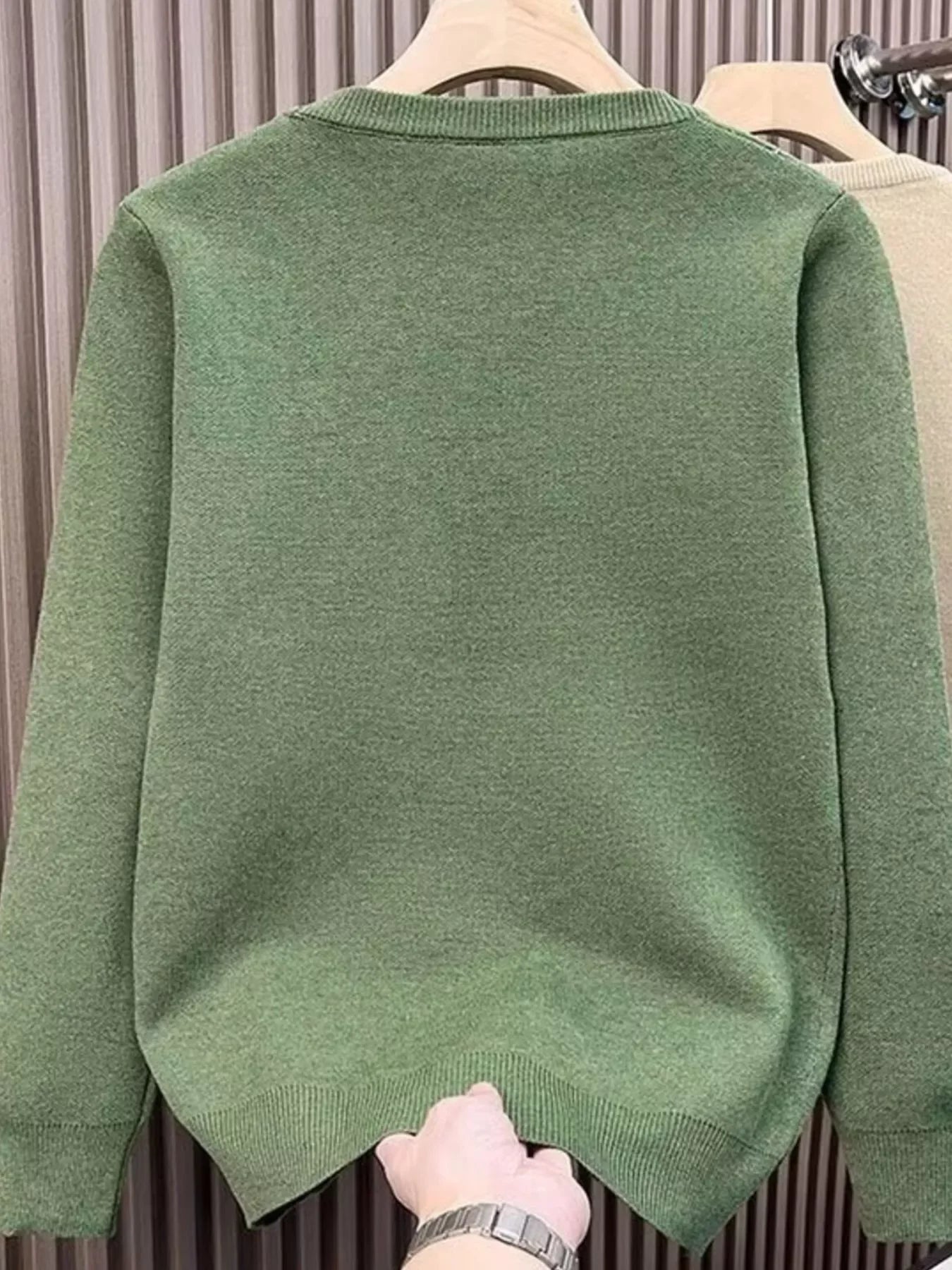 Striped Round Neck Sweater Polyester Blend - Southern Shores Clothing