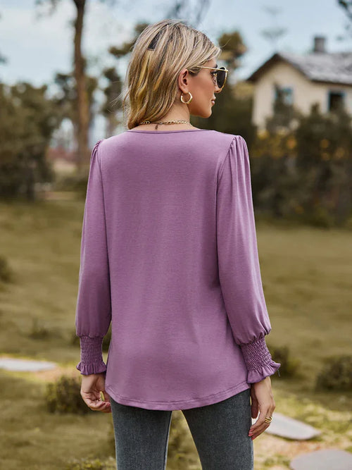 Southern Shores Clothing Puff Sleeve Pleated Rayon Blend Blouse For Everyday Outfits - Southern Shores Clothing
