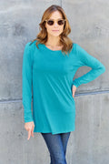 Round Neck Long Sleeve Top With Pockets Classic - Southern Shores Clothing