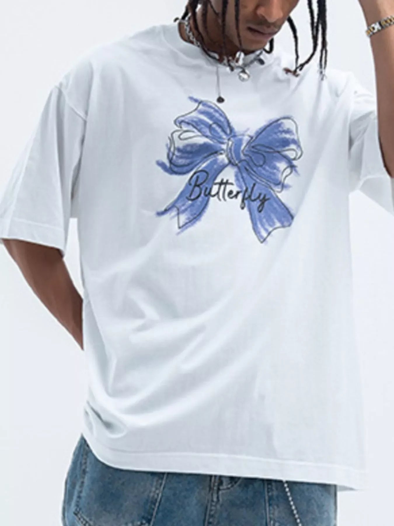 Butterfly Round Neck Short Sleeve T Shirt - Southern Shores Clothing