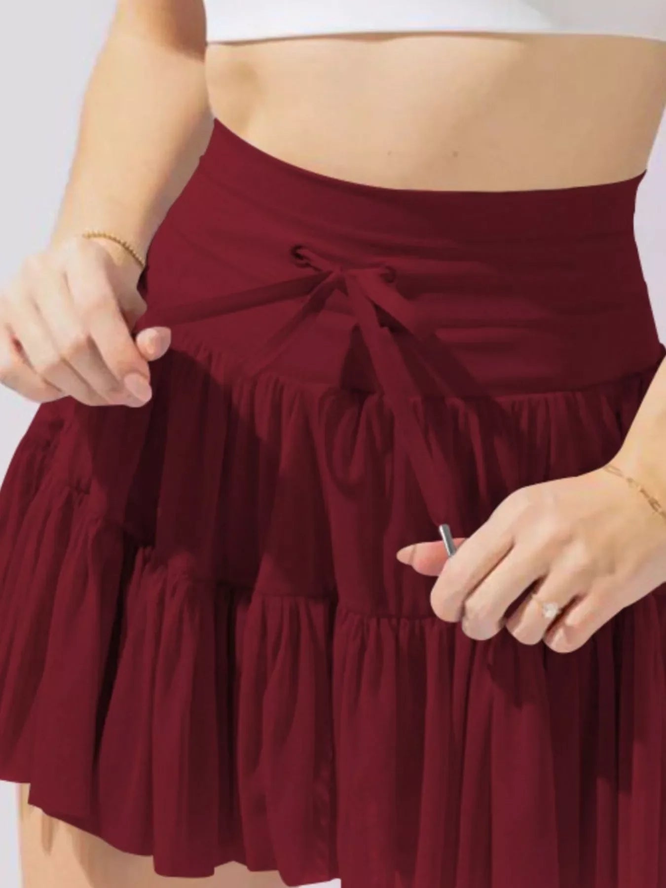 Breathable Pocketed Tiered Skort With Drawstring - Southern Shores Clothing