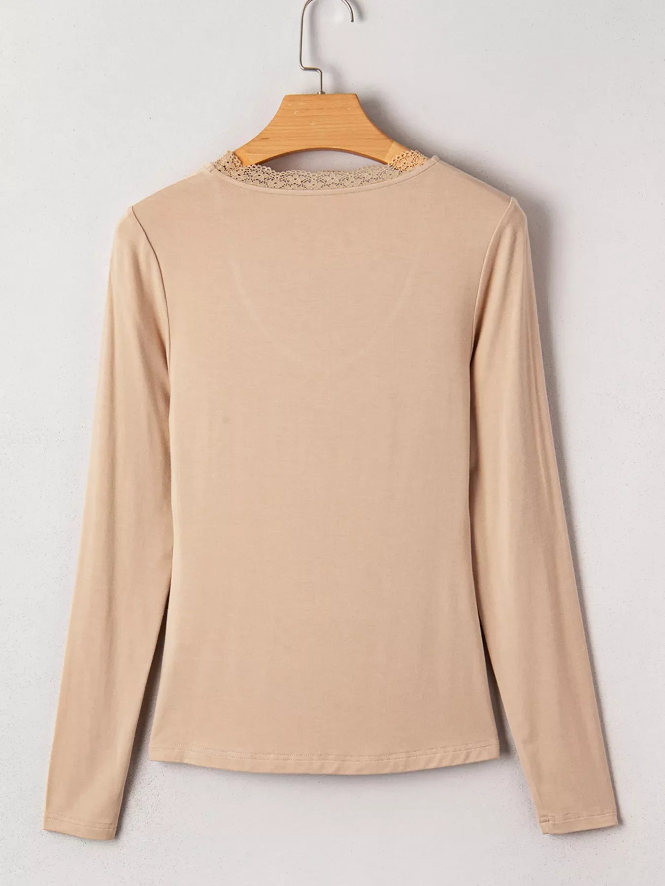 Lace-Trimmed Ruched Detail Long Sleeve T-Shirt - Southern Shores Clothing