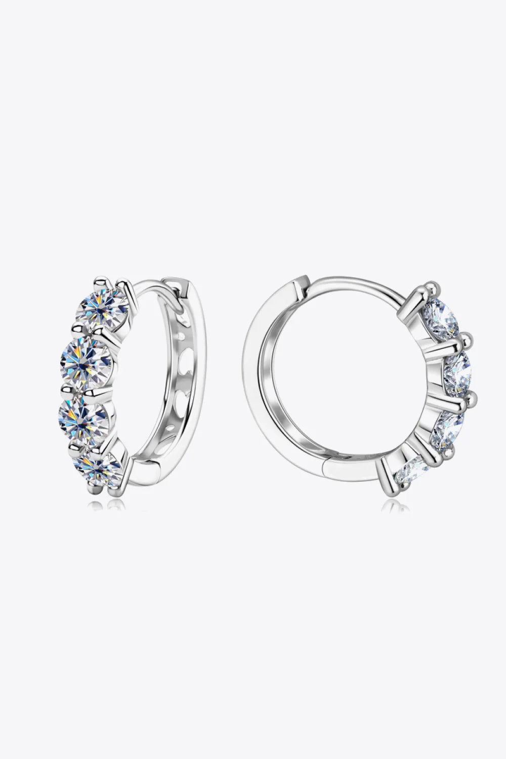 2.4 Carat Moissanite Huggie Earrings Platinum-Plated - Southern Shores Clothing