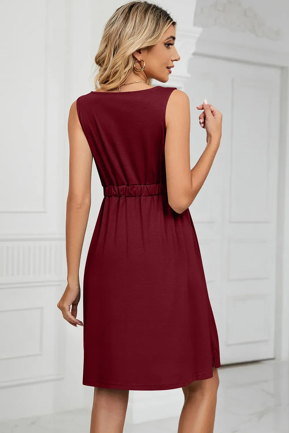 Buttoned Wide Strap Mini Dress - Southern Shores Clothing