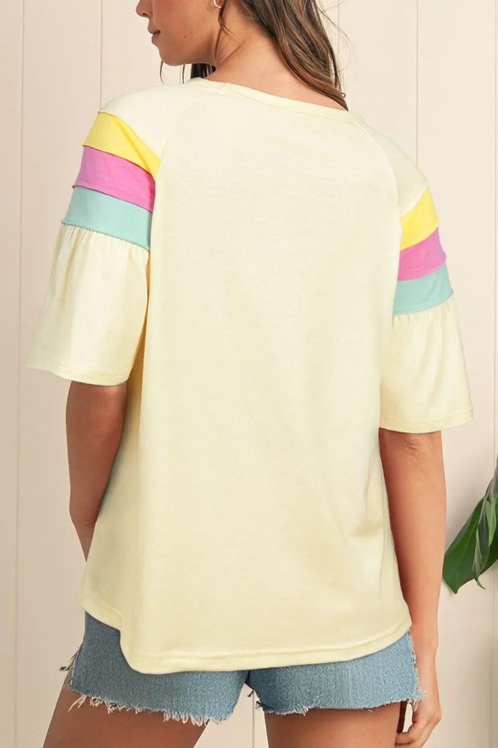 Color Block Stitched Sleeve Loose T Shirt - Southern Shores Clothing