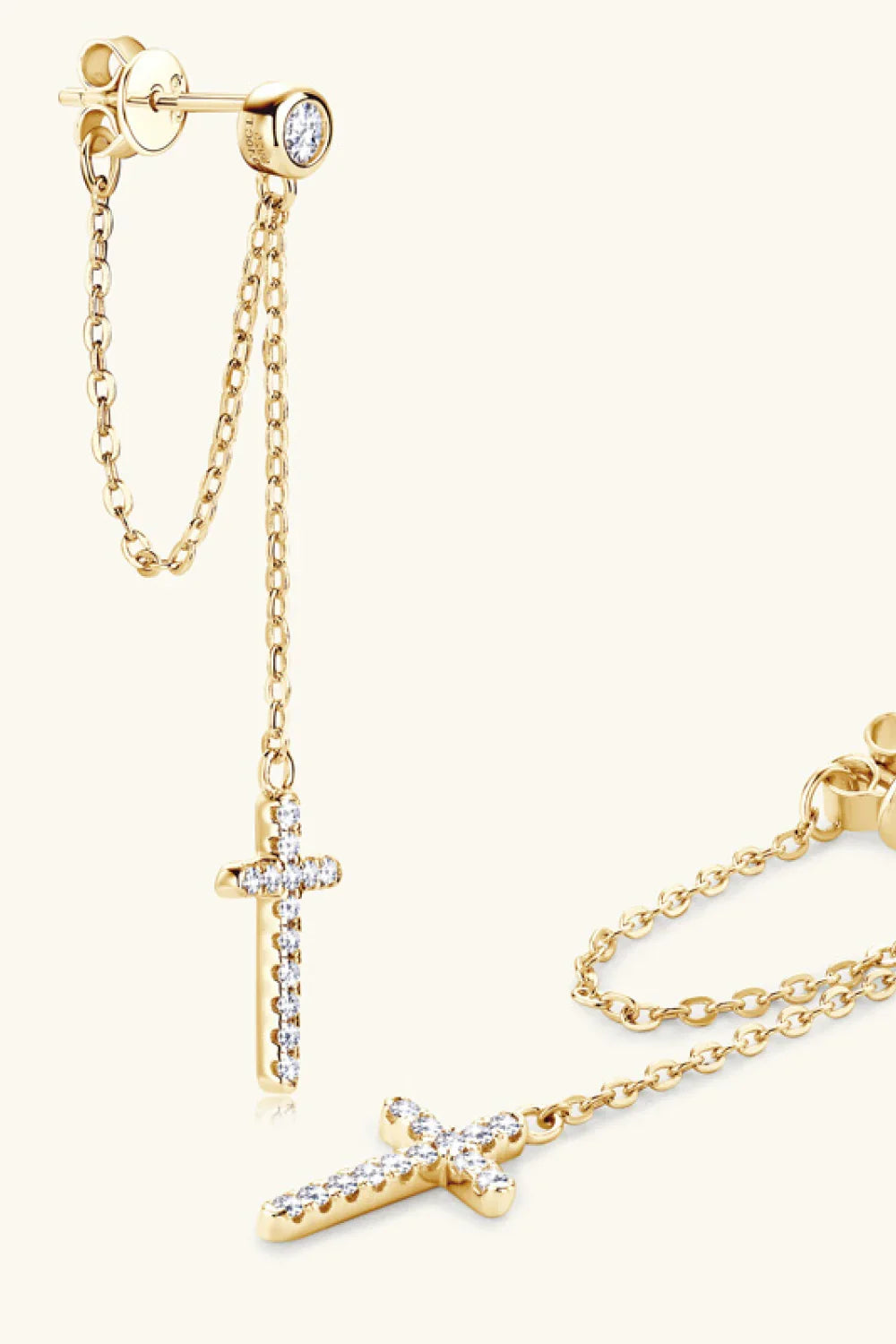 Moissanite Sterling Silver Cross Earrings - Southern Shores Clothing