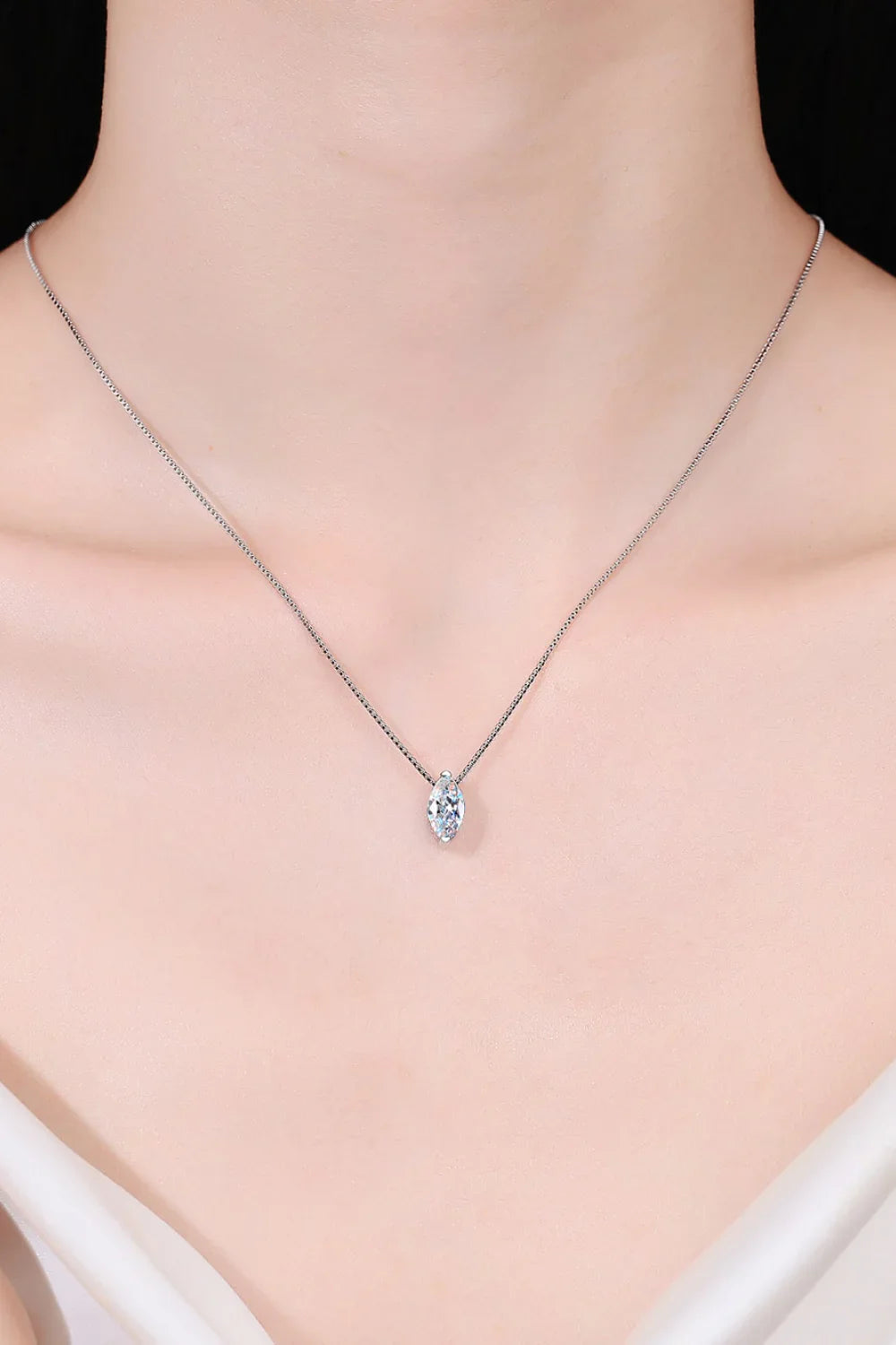 1 Carat Moissanite Necklace Rhodium Plated Sterling Silver - Southern Shores Clothing